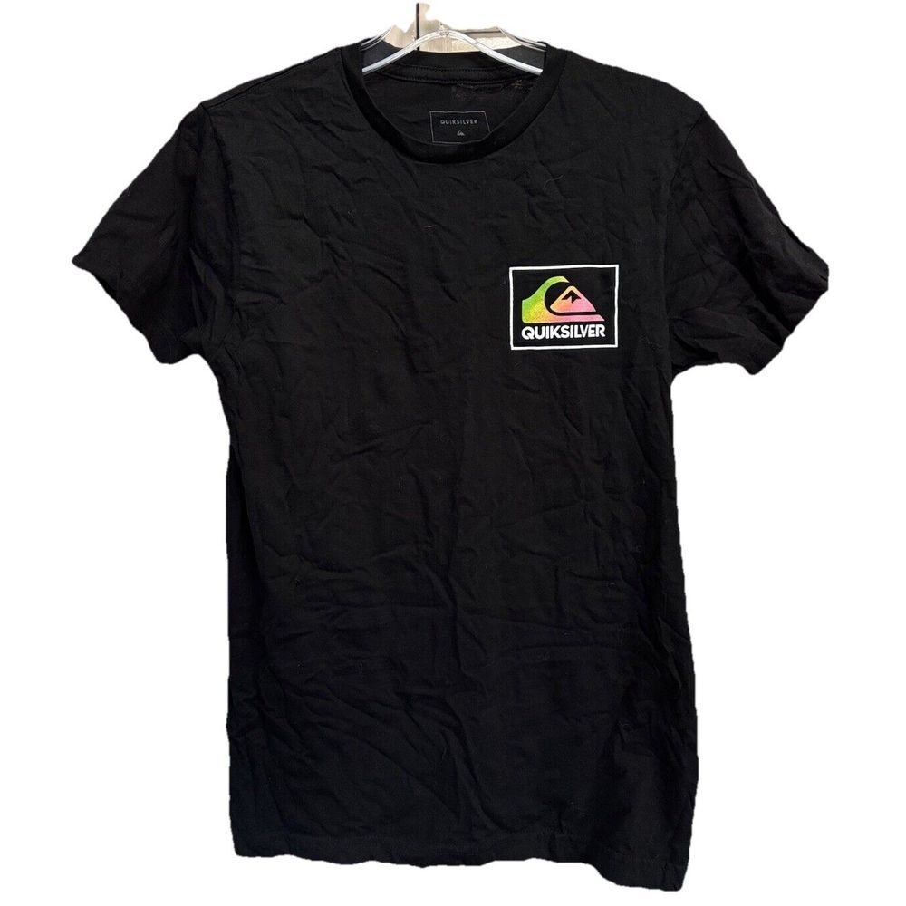 Quicksilver Black/Multi Crew Neck Short Sleeve Logo Graphic T-Shirt Size Small